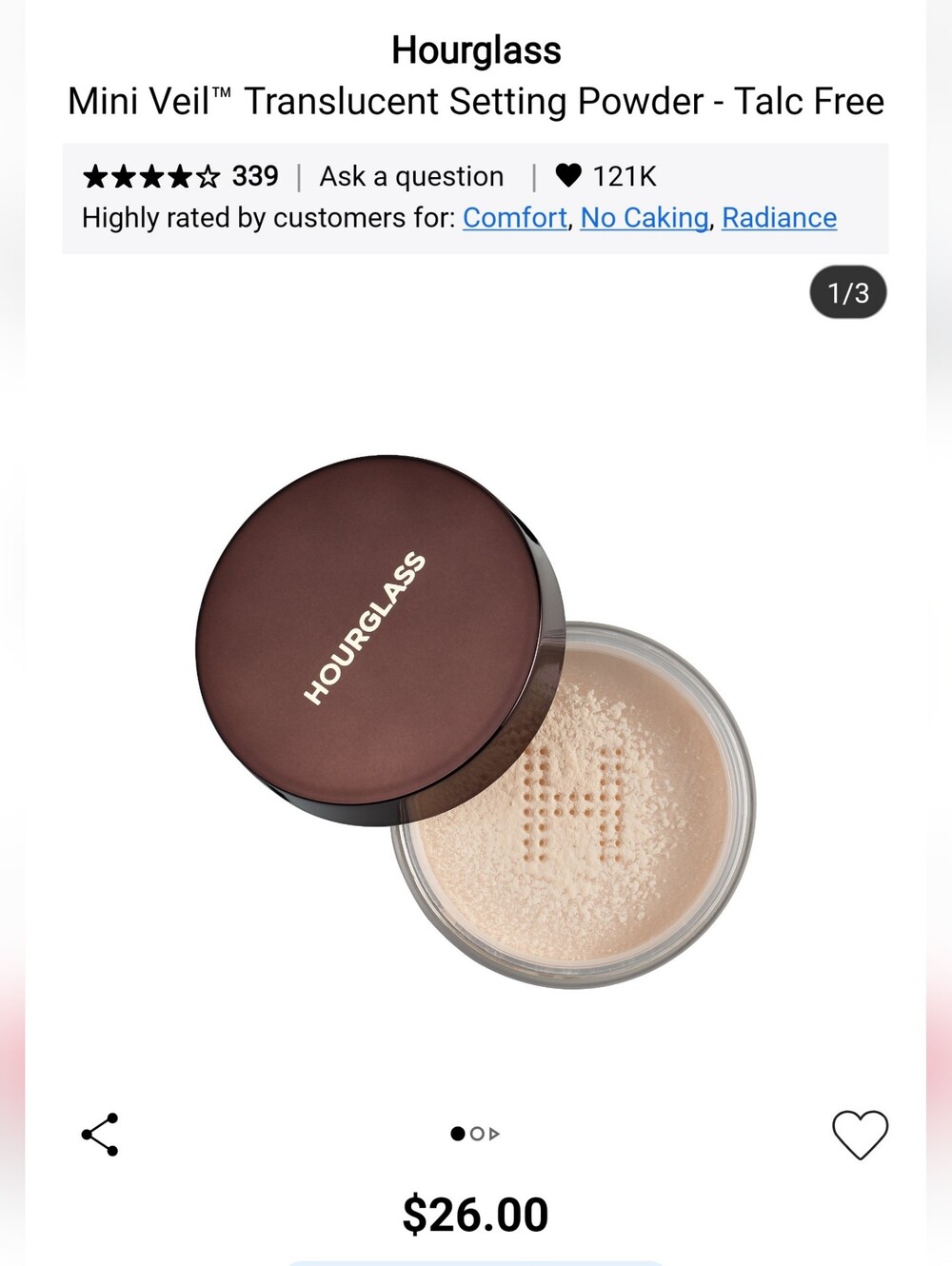 Hourglass Mini Veil Translucent Setting Powder - Beige Cap